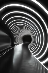 Fototapeta premium Cryptic 3D tunnel in abstract architecture showcasing artistic simplicity and futuristic design