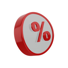 pack 2 red and white discount icon, 3d rendered, trade stamp, promotion and offer.