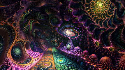 Artistic Style Painting Drawing of Psychedelic Trip Psychedelic Experience Artwork