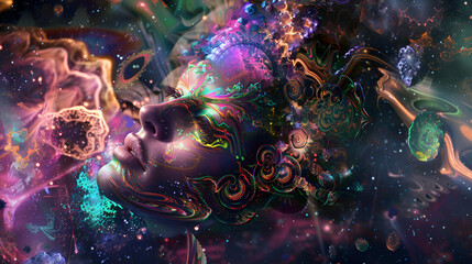 Fototapeta premium Artistic Style Painting Drawing of Psychedelic Trip Psychedelic Experience Artwork