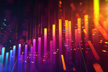 Nahaufnahme bunter roter Kursverl&auml;ufe an der B&ouml;rse &ndash; dynamische Darstellung von ETF- und Aktienhandel, Symbol f&uuml;r Finanzm&auml;rkte und Investitionen