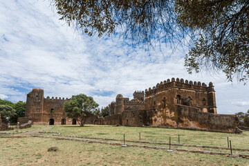Royal Fasil Ghebbi palace, Gondar fortress-city, Ethiopia. Founded by Emperor Fasilides. Imperial palace castle complex is called Camelot of Africa. African architecture. UNESCO World Heritage Site. - 753071108