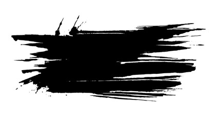 Black brush stroke on a white or transparent background. Vector illustration.