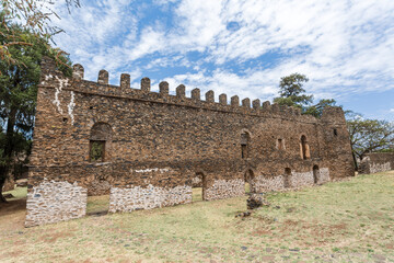 Royal Fasil Ghebbi palace, Gondar fortress-city, Ethiopia. Founded by Emperor Fasilides. Imperial palace castle complex is called Camelot of Africa. African architecture. UNESCO World Heritage Site. - 753071159