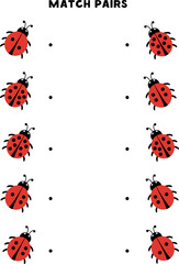 Match pairs of cute ladybugs. Logical game for children.