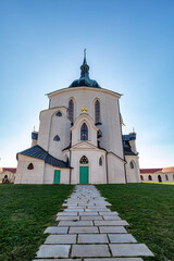 Pilgrimage church of Saint John of Nepomuk on Zelena Hora, green hill, monument UNESCO World Heritage Site, Zdar nad Sazavou, Czech Republic. Baroque Gothic architecture in central Europe - 753071797