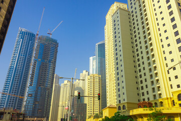 Obraz premium High rise buildings and streets in Dubai, UAE