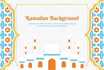 Ramadan background with blue and orange pattern