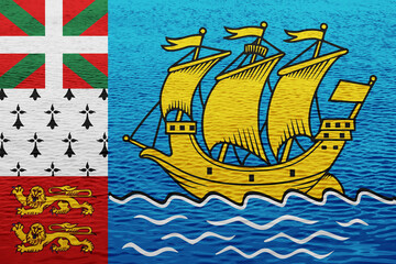 Flag of Saint Pierre and Miquelon on a textured background. Concept collage. - obrazy, fototapety, plakaty