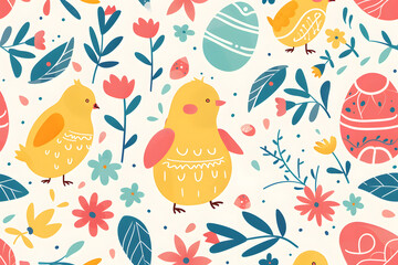 Easter Illustration Flat Pattern Background Design, Easter Day, Easter Festival Concept