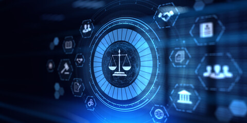 Law concept lawyer cyber digital compliance business technology concept. - obrazy, fototapety, plakaty