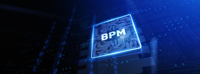 BPM Business process management technology concept illustration.