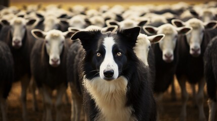 Obraz na płótnie Canvas Intense gaze of a Border Collie herding eyes locked on the target showcasing concentration and agility