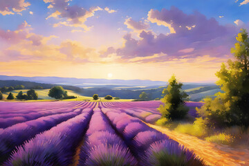 Landscape of Lavender Fields (PNG 8208x5472)
