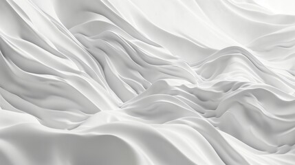 Minimal abstract white background with smooth curve, flowing satin waves for backdrop design