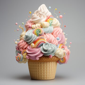 Ice cream cone vanilla rainbow