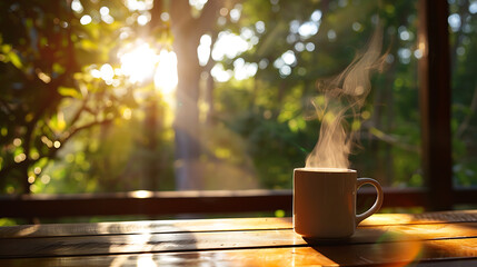 Morning Bliss: A Warm Cup of Coffee Amidst Nature’s Embrace