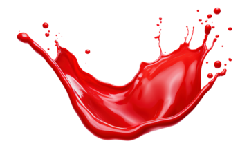 Splash of ketchup, tomato sauce, red sauce isolated on transparent background Remove png, Clipping Path, pen tool