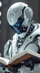 robot reading a book