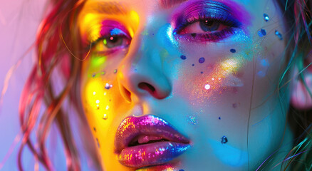 rainbow girl with rainbow makeup portrait