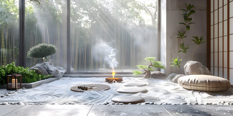 Bring the tranquility of Zen gardens indoors with a perfectly raked sand pattern and carefully placed stones