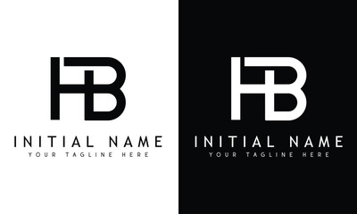 Initial Letter HB or BH Monogram Text Letter Logo Design