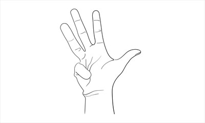 Hand in line art style. Continuous line art set isolated on white background. Outline, linear, thin line, doodle art. Minimalist Vector illustration