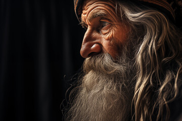 Wise spiritual elder with long gray beard. Generative AI