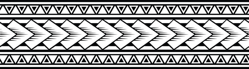 Polynesian tattoo tribal band design. Samoan tattoo tribal border. Molding template seamless design. - obrazy, fototapety, plakaty