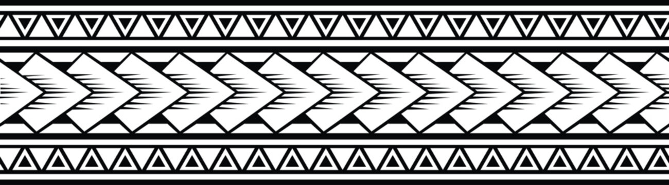 Polynesian tattoo tribal band design. Samoan tattoo tribal border. Molding template seamless design.