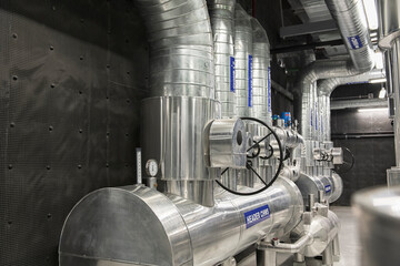 Industrial interior chiller and boiler HVAC heating ventilation air conditioning system and pipping...