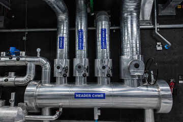 Industrial interior chiller and boiler HVAC heating ventilation air conditioning system and pipping...