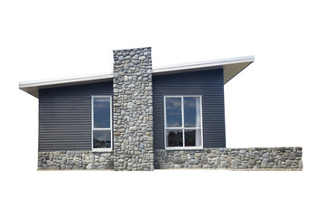 Cutout of the side view of an isolated single house with the transparent png. 