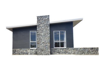 Cutout of the side view of an isolated single house with the transparent png. 