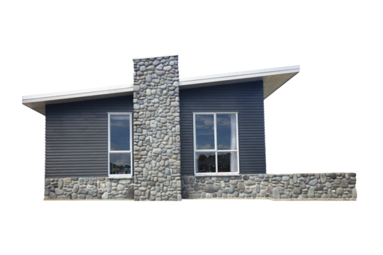 Cutout of the side view of an isolated single house with the transparent png. 