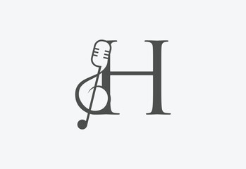 Music icon with latter H logo design creative concept