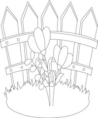 illustration of a tree with flowers coloring page
