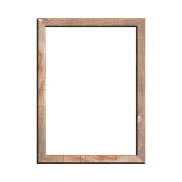 wooden frame with isolated white background. front view of classic wooden frame. for A4 image or text.