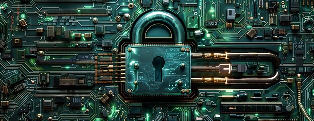 cyber security padlock on a ghd tech background 