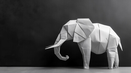Elefante blanco hecho con papel con la técnica del origami