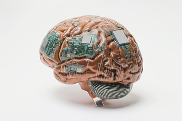 Intricate Artificial Brain Model with Integrated Circuits and Technology. Neural chip. 
