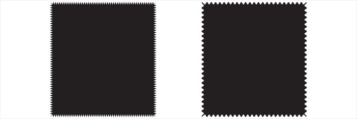 Rectangle shape frame with zigzag. Rectangular jagged curved box. Geometric zig zag wavy stickers. Wiggly undalute square badge, poster, banner, social media. vector graphic illustration