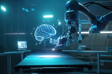 Advanced Robotics in Modern Medicine: Precision Work on Brain Holography. Neural chip. 