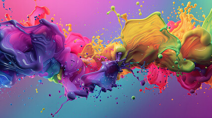 Vibrant Splashes of Color Dance Vividly Against a Fluid Gradient Background