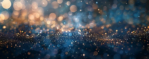 Foto op Canvas Abstract Bokeh Lights Background with Warm Tones. An abstract image showcases a mesmerizing array of bokeh lights, shimmering with warm and cool tones, creating a dreamy backdrop. © GustavsMD