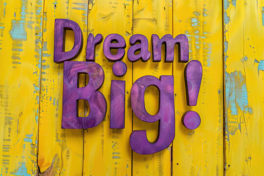 Motivational Quote on Yellow Wooden Background - Dream Big Inspiration