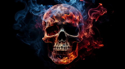 Skull in Smoke on black background