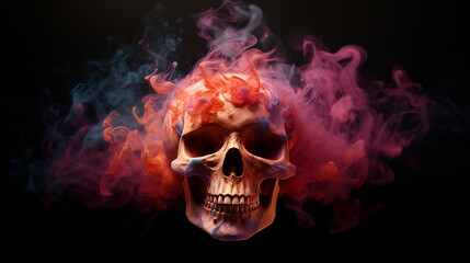 Skull in Smoke on black background