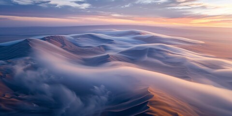 Silk cloud landscapes forming over a velvet desert creating a surreal dreamlike vista