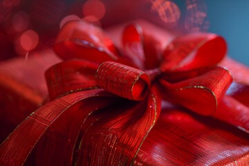 red gift, ribbon, bow 